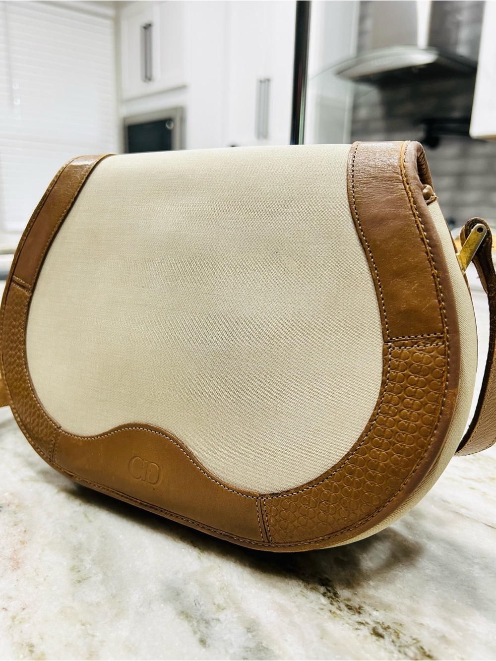 Christian Dior Cream and Brown Crossbody Saddle Bag - Picture 3 of 13